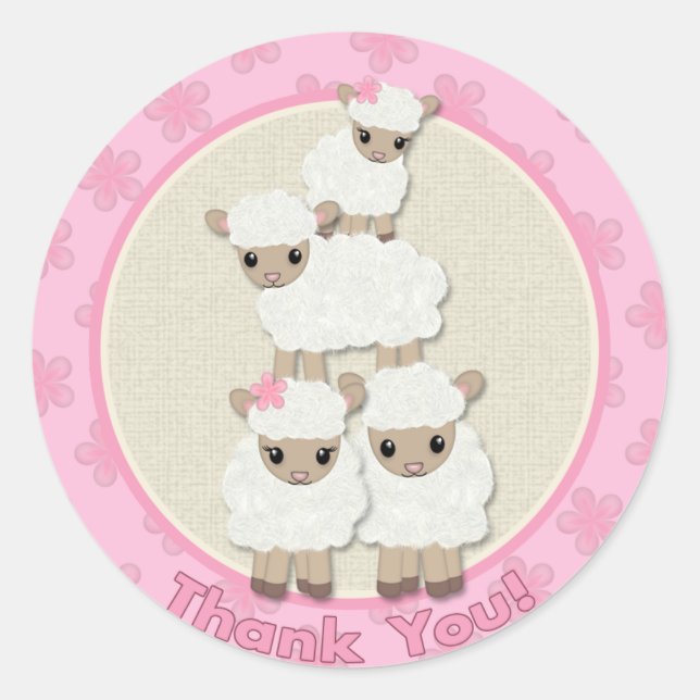 Sweet Dreams LAMB Baby Shower SDK#4B THANK YOU Classic Round Sticker (Front)