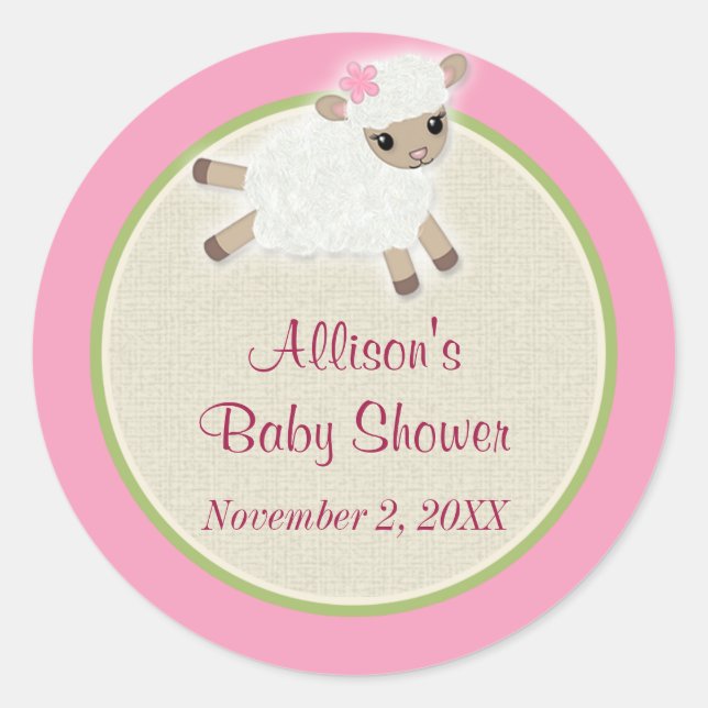 Sweet Dreams LAMB Baby Shower sticker SDK#2 (Front)