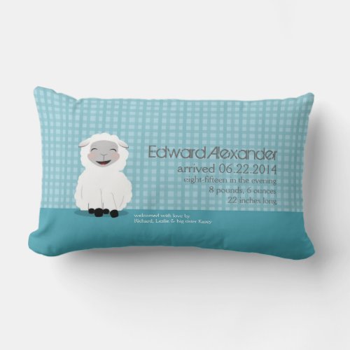 Sweet Dreams Lamb Blue Personalized Baby Pillow