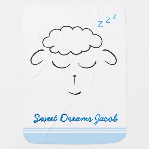 Sweet Dreams Lamb face Custom with prayer Swaddle Blanket