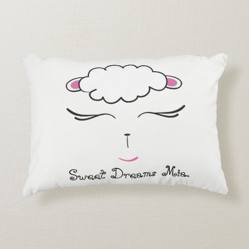Sweet Dreams Lamb face personalized with prayer Decorative Pillow