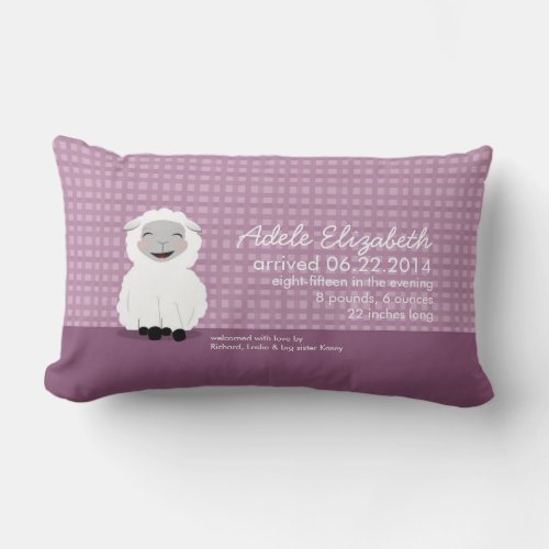 Sweet Dreams Lamb Purple Personalized Baby Pillow