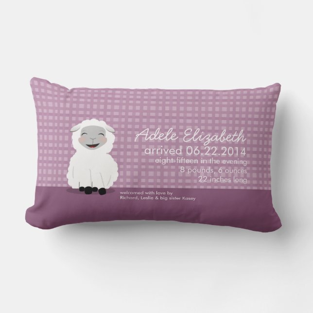 Sweet Dreams Lamb Purple Personalized Baby Pillow (Front)