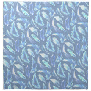 sweet dreams - light blue watercolor feathers : cloth napkin