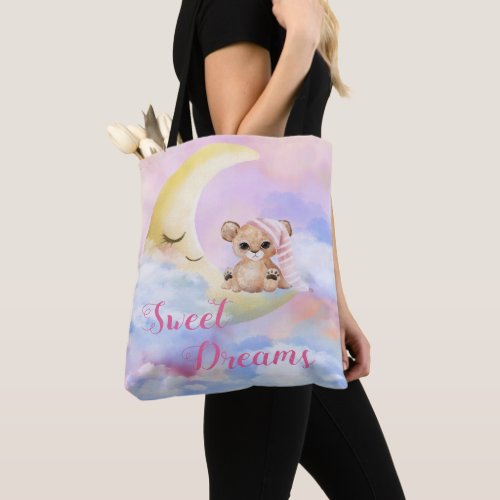 Sweet Dreams Lion Cub Girl Tote Bag