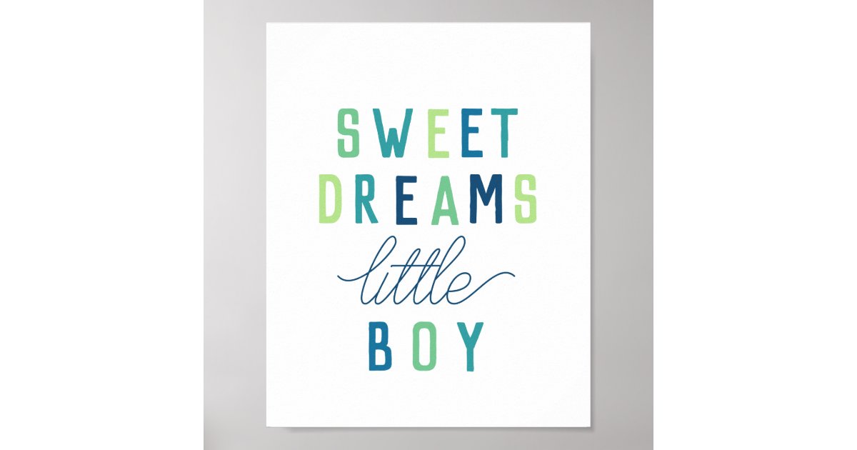 Sweet Dreams LIttle Boy Typography Boy Nursery Poster Zazzle