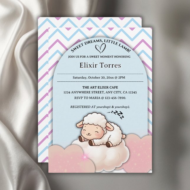 Sweet Dreams Little Lamb Cute Kawaii Baby Shower  Invitation (Creator Uploaded)