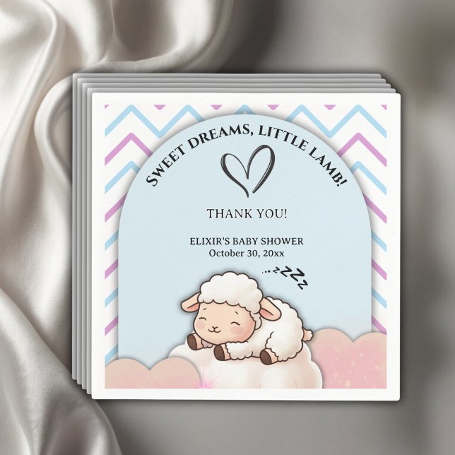 Sweet Dreams Little Lamb Cute Kawaii Baby Shower  Napkins (Creator Uploaded)