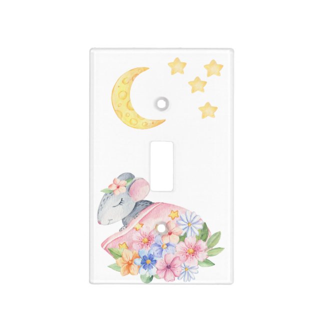 Sweet Dreams Little Mouse Nursery Light Switch Cover (Front)