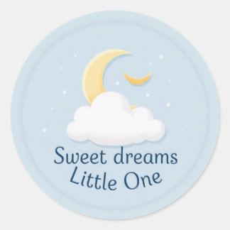 Sweet Dreams Little One - Blue Moon & Cloud Baby Classic Round Sticker