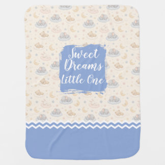 Sweet Dreams Little One Cute Sleepy Bear Pattern B Baby Blanket