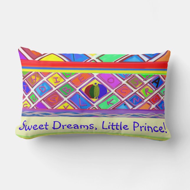 Sweet Dreams, Little Prince Lumbar Pillow (Front)