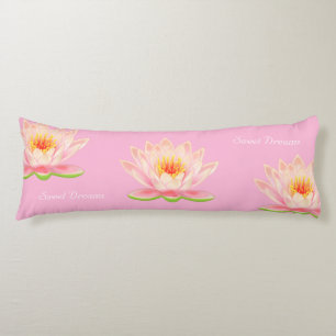 Sweet Dreams Lotus Flowers on Light Pink Body Pillow