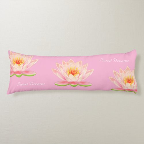 Sweet Dreams Lotus Flowers on Light Pink Body Pillow