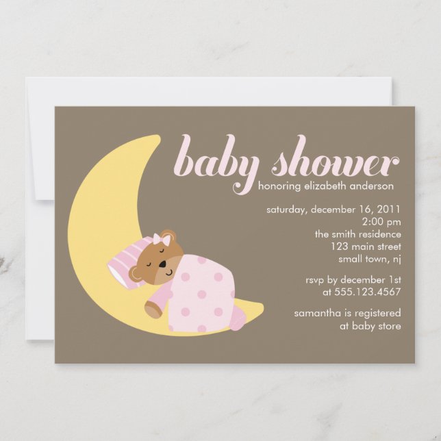 Sweet Dreams Lullaby Girl Baby Shower Invitation (Front)