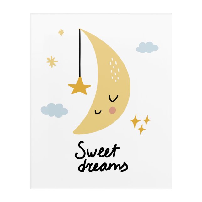 Sweet Dreams Moon & Stars Acrylic Print (Front)