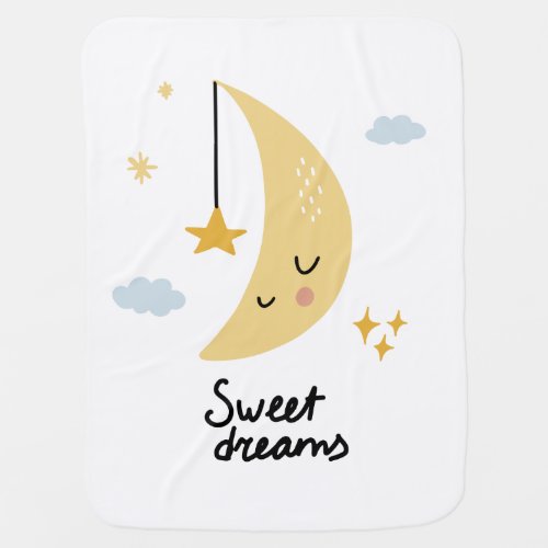 Sweet Dreams Moon  Stars Baby Blanket