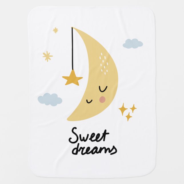 Sweet Dreams Moon & Stars Baby Blanket (Front)