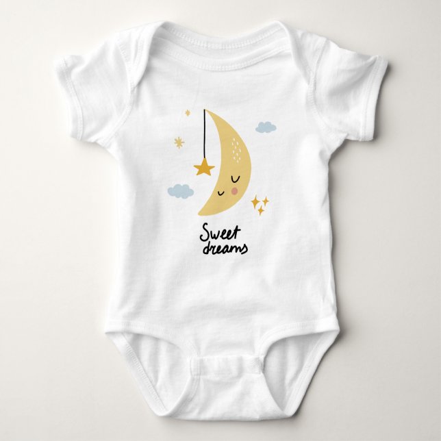 Sweet Dreams Moon & Stars Baby Bodysuit (Front)