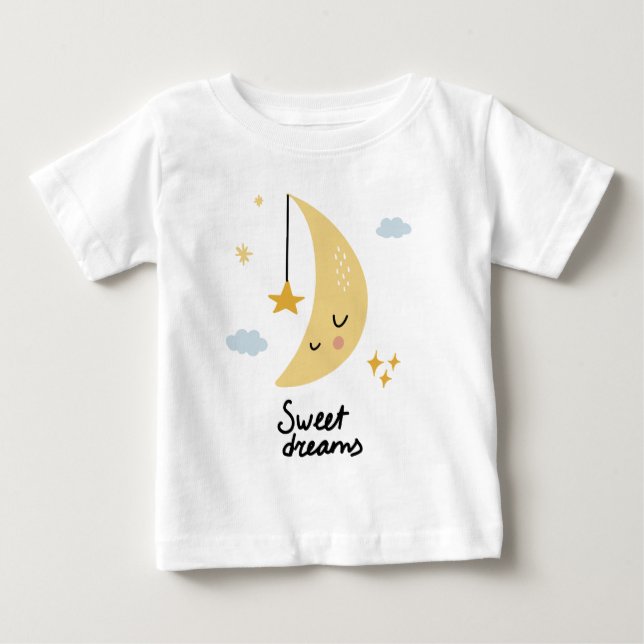 Sweet Dreams Moon & Stars Baby T-Shirt (Front)