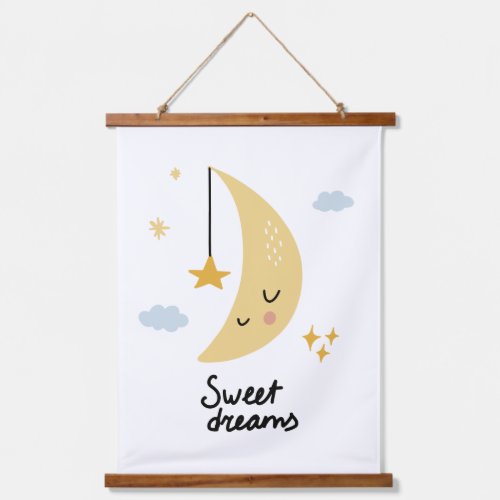 Sweet Dreams Moon  Stars Hanging Tapestry
