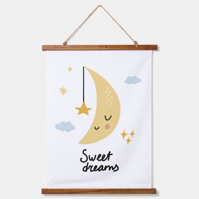 Sweet Dreams Moon & Stars Hanging Tapestry (Front)