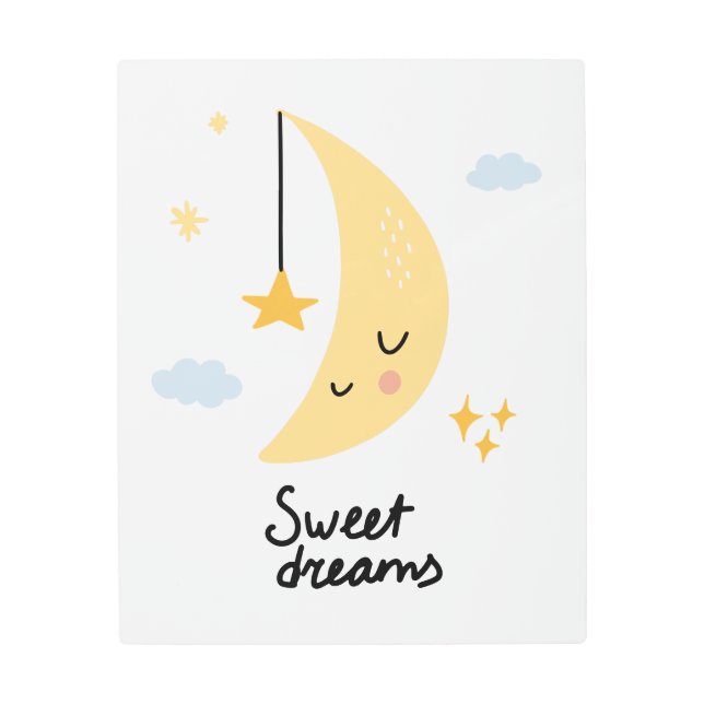Sweet Dreams Moon & Stars Metal Print (Front)