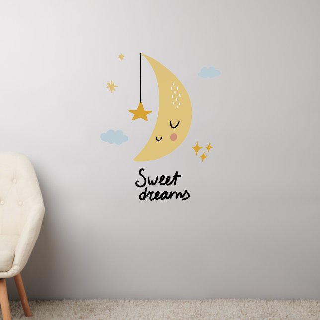 Sweet Dreams Moon & Stars Wall Decal (Living Room 2)
