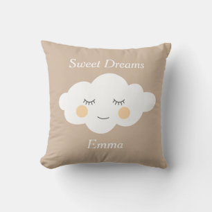 Sweet Dreams Name Sleepy Kawaii Cloud Pastel Throw Pillow