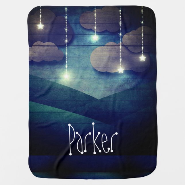 Sweet dreams Night sky glowing hanging star rustic Baby Blanket (Front)