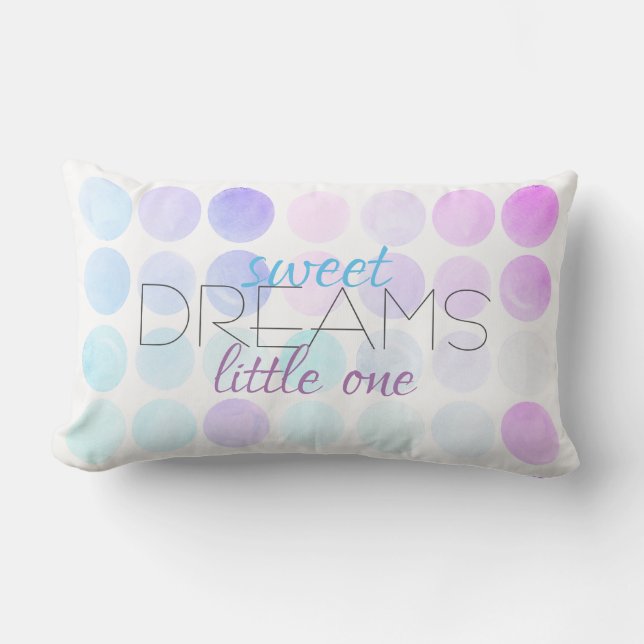 sweet dreams nursery quote on pastel dots lumbar pillow (Front)