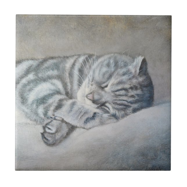 Sweet Dreams of a British Shorthair Ceramic Tile (Front)