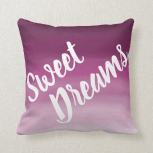 Sweet Dreams Ombre Pink-Purple sayings Throw Pillow