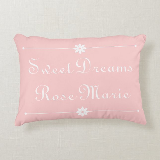 Sweet Dreams on Baby Pink Personalized Decorative Pillow (Front)