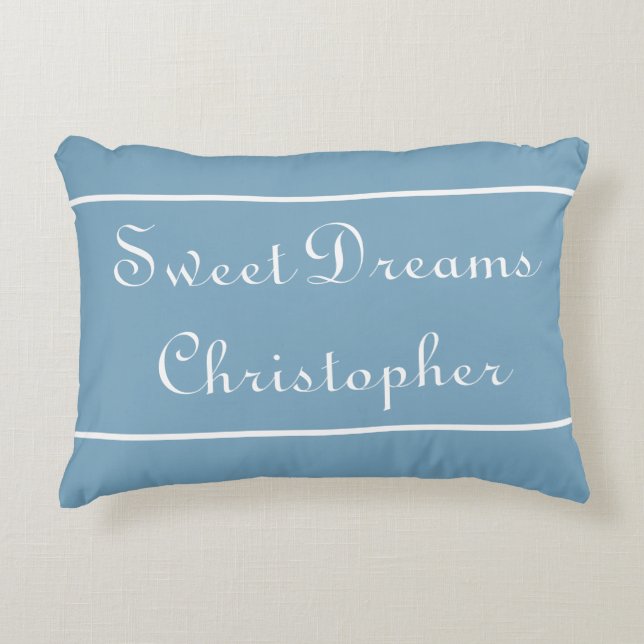 Sweet Dreams on Carolina Blue Personalized Decorative Pillow (Front)