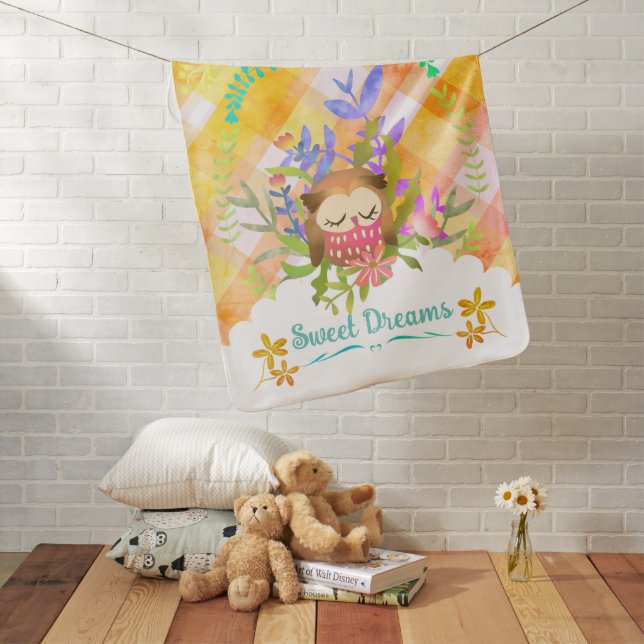 Sweet Dreams Owl Baby Blanket (In Situ)