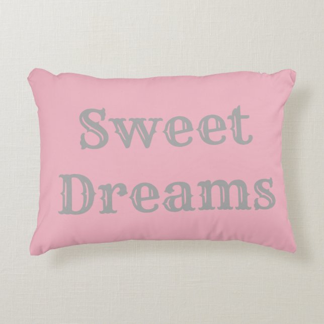 Sweet Dreams Pillow - Light Pink & Gray (Front)