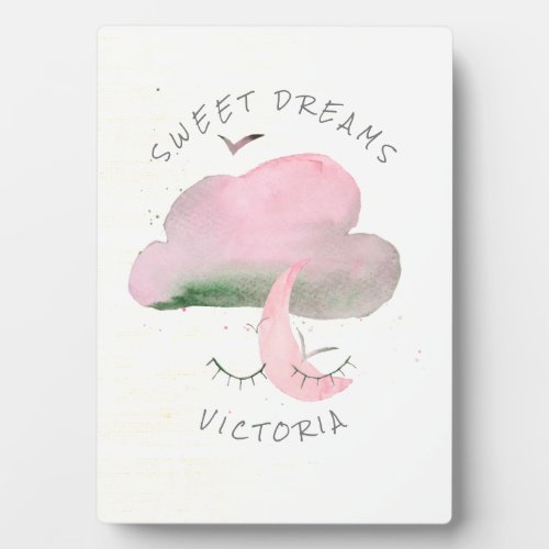 Sweet Dreams Pink Cloud  Moon Nursery  Plaque