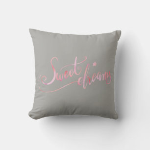 Sweet Dreams Pink Gray Throw Pillow