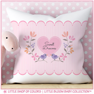 Sweet Dreams Pink Stripes Baby Girl Nursery Throw Pillow