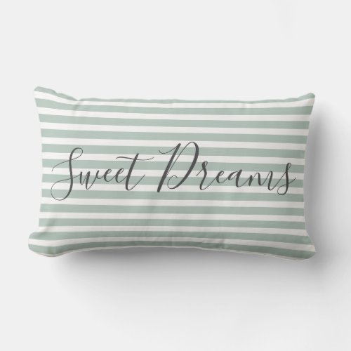 Sweet Dreams Quote Stylish Green White Home Decor Lumbar Pillow