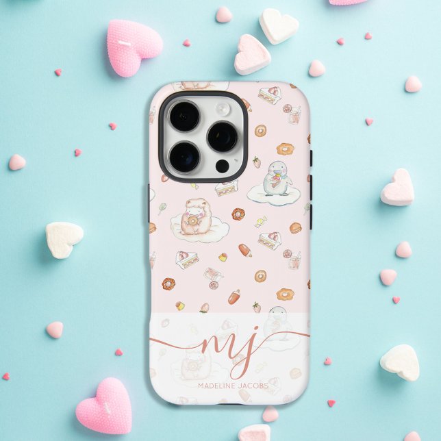 Sweet Dreams Sheep & Penguin | Pastel Pink Dessert Case-Mate iPhone Case (Creator Uploaded)