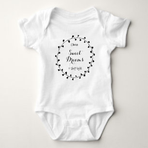 Sweet Dreams Sleep Tight Heart Wreath Baby Girl Baby Bodysuit