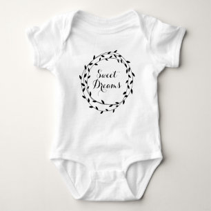 Sweet Dreams Sleep Tight Heart Wreath Baby Girl Baby Bodysuit