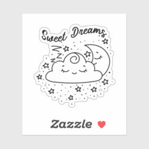 Sweet Dreams Sleeping Moon And Cloud With Stars Sticker