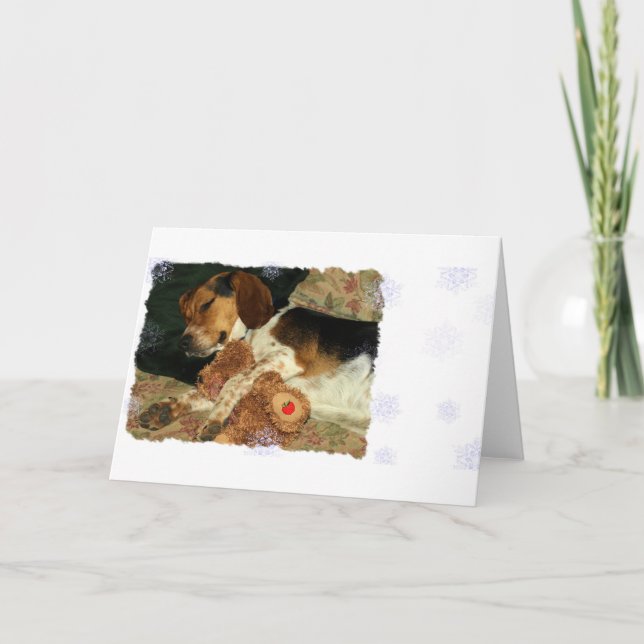 Sweet Dreams Sleepy Snoopy Beagle with Teddy Bear Card (Front)