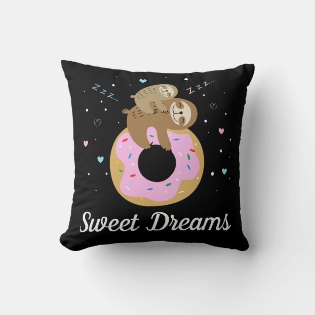 Sweet Dreams Sloths Throw Pillow (Front)