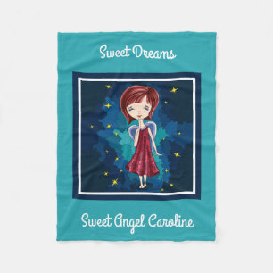 Sweet Dreams Sweet Angel, Personalized Fleece Blanket