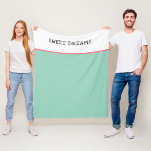 Sweet Dreams Teal Green and Pink Fleece Blanket