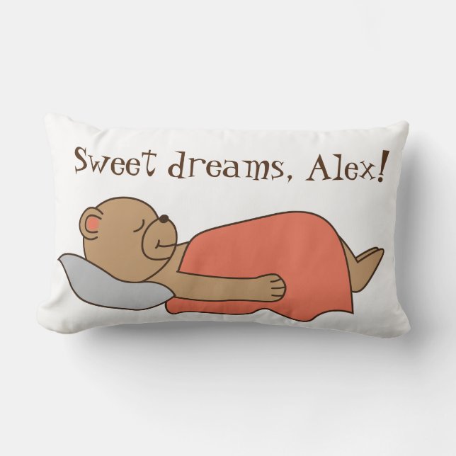 Sweet dreams teddy bear design. lumbar pillow (Front)